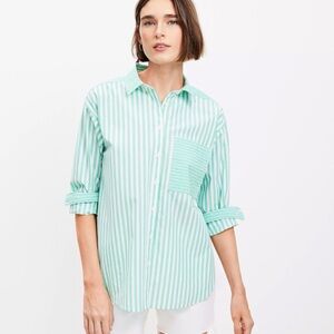 Foxcroft Mint and White Striped Blouse